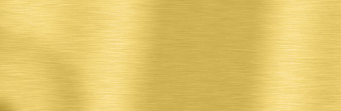 Wide Shiny smooth line metal gold color background Bright vintage Brass plate chrome panorama texture concept simple bronze foil panel hard backdrop design, panoramic golden light polished banner top