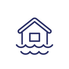 Flood line icon with a house