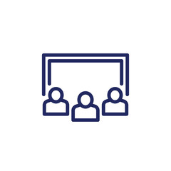 people in cinema line icon on white