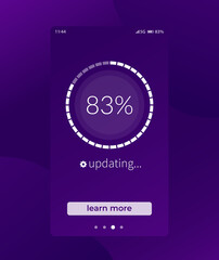 progress screen, updating, mobile app interface, ui vector