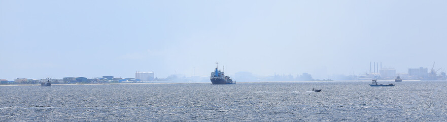 Obraz premium seaport with ships in Male, Maldives