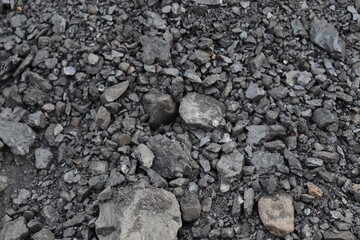 black colored coal stock on digging