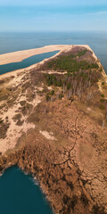 Mevia Łacha - vertical view of reserve of nature, beautiful place with sand park and water
