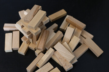 Closeup image of a Jenga or Tumble tower wooden block game