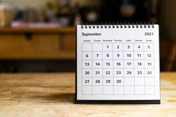 Calendar - September 2021 - obrazy, fototapety, plakaty