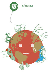 気候変動のシンプルタッチイラスト13（南半球）