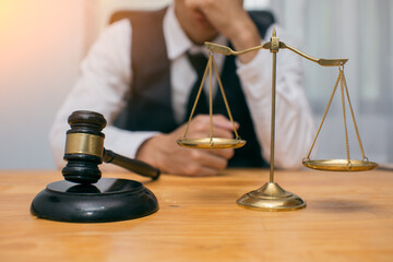 lawyers discussing contrac with Justice lawyers having team Concepts of Law and Legal services
