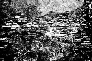 Old grungy rustic dirty dusty brick wall of ancient city. Uneven pitted peeled surface brickwork of cellar worn.Ruined rusty red stiff blocks. Spotted messy ragged holes brickwall for 3D grunge design