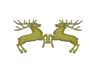 Two red deer stags fighting over dominance during rutting season. 