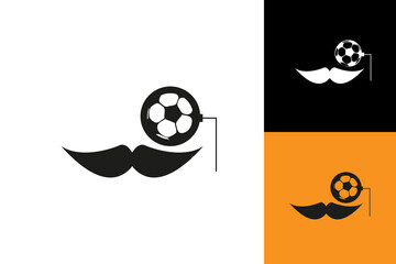 mustache and the image of a soccer ball in a monocle with a chain