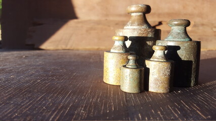antique iron weight set