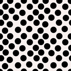 Black dots all over the background. Vector and monochrome ornament. Seamless and same dots.