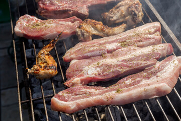 Cooking on charcoal close-up