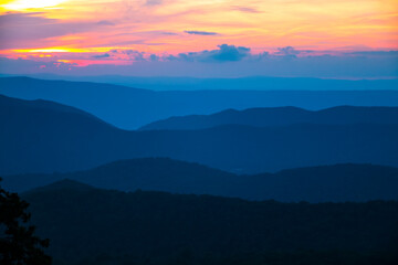 dramatic sunrise along the mountain ranges in the Mountain Province in Luzon, Philippines