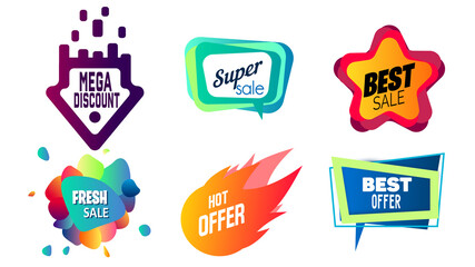 Sticker vector illustration icons set. Isolated vector illustrations for web design and marketing material.