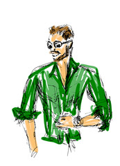 Abstract man hand drawn sketch eps10 vector illustration isolated on white background. No reference