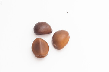 seeds Salak snake fruit isolated on white background with clipping path and full depth of field