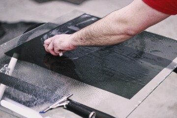 carpenter cutting wood