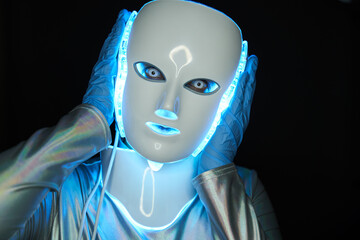 Portrait of futuristic robot. Concept of future technology.