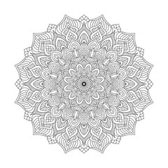 Flower-shaped transparent mandala vector artwork  for coloring book