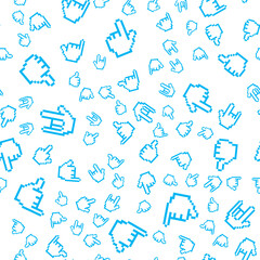 vector pattern of hand gestures. Set of pixel art style icons.