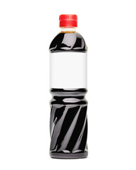 Big plastic bottle of soy sauce on a white background. Mock up template for design. Product packaging photo