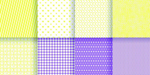 Set Abstract Seamless Pattern Black Line Doodle Geometric Figures Background Vector