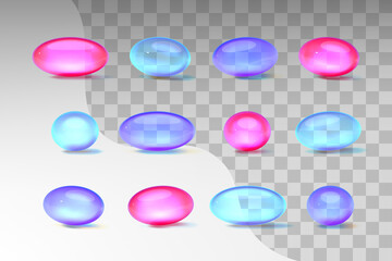 A set of abstract ellipsoids and spheres in delicate colors. 3d vector