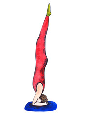 Yoga position. Yoga asana. Woman making yoga, stretching. Medtitation and fitness. Watercolor isolated illustration on white background.