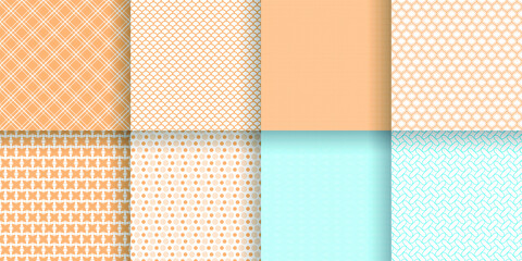 Set Abstract Seamless Pattern Black Line Doodle Geometric Figures Background Vector