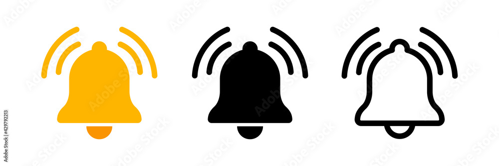 Poster notification bell icon. incoming inbox message. new message notofication icons collection. alarm sym
