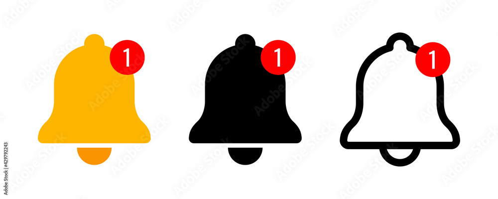Poster notification bell icon. incoming inbox message. new message notofication icons collection. alarm sym