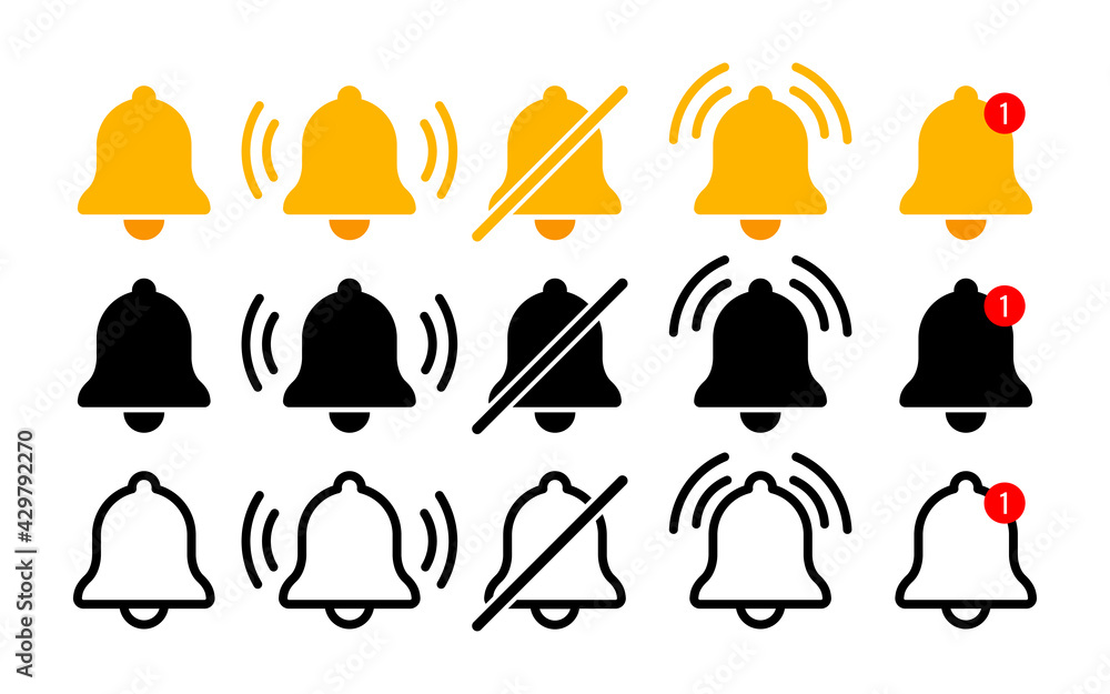 Poster notification bell icon. incoming inbox message. new message notification icons collection. alarm sym