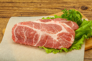 Raw pork meat neck steack