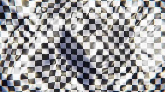 Realistic looping 60 fps 3D animation of the waving checkered race flag rendered in UHD