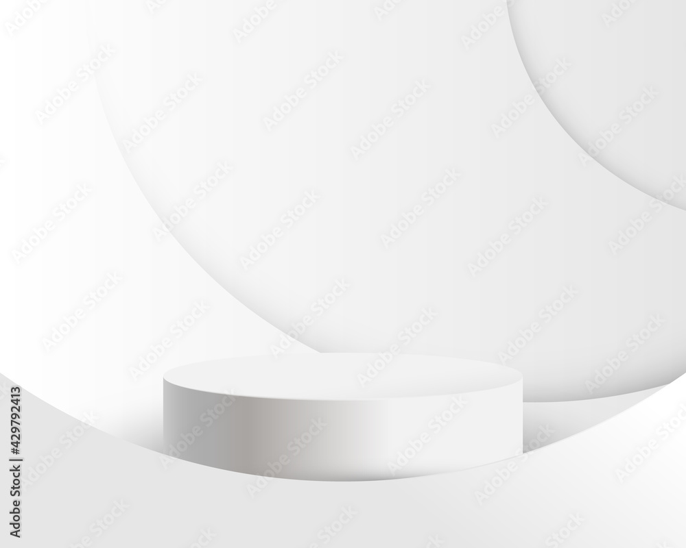 Leinwandbilder white product display mock up with white abstract curve lines background. 3d podium. vector illustra