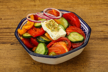 Traditional Greek salad with feta cheese
