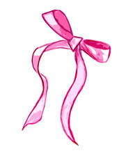 Graphic image of a pink bow on a white background