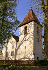 Currently erected in the 16th century, the Catholic Church of Saint Józef Rzemielnik in Nakomiady in Masuria, Poland. The photos show a general view of the temple.