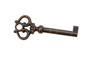 Vintage lock key isolated on white background