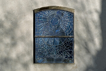 Close-up photos of the architectural details and the belfry of the Catholic church of Saint Józef...