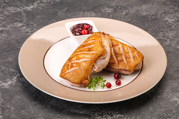 Roasted duck breast with sauce