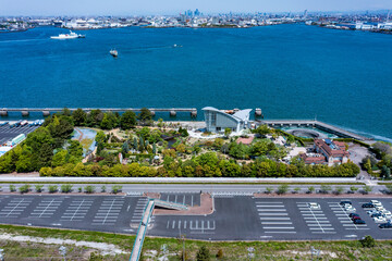名古屋市港区　ワイルドフラワーガーデン　ブルーボネット全景2　ドローン空撮