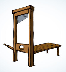 The ancient guillotine. Vector drawing