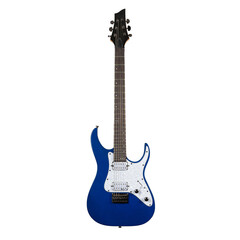 Blue Electric guitar isolated over white background
