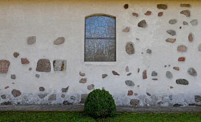 Close-up photos of the architectural details and the belfry of the Catholic church of Saint Józef...