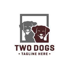 two animal head dog logo