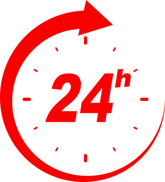 24 hours clock arrow vector icons. Delivery service, online deal remaining time web site symbols