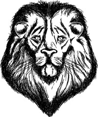 Lion's Head - Black and white logo in sketch style