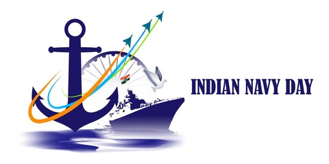 Vector illustration concept of Indian Navy Day celebration. 4 December.